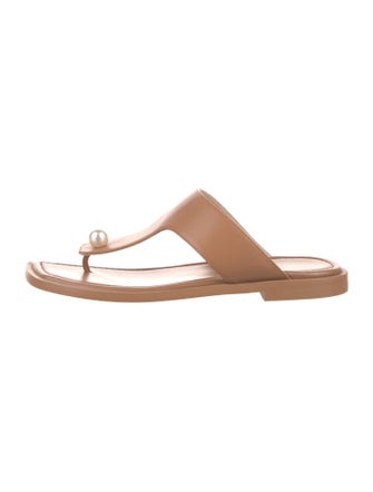 Stuart Weitzman Leather Beaded Accents Slides