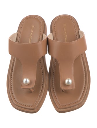 Stuart Weitzman Leather Beaded Accents Slides