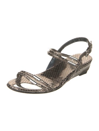 Stuart Weitzman Patent Leather Animal Print Slingback Sandals