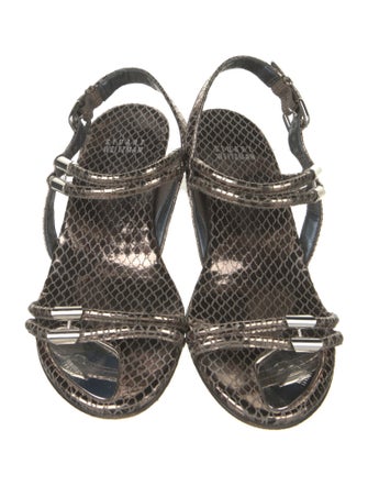 Stuart Weitzman Patent Leather Animal Print Slingback Sandals