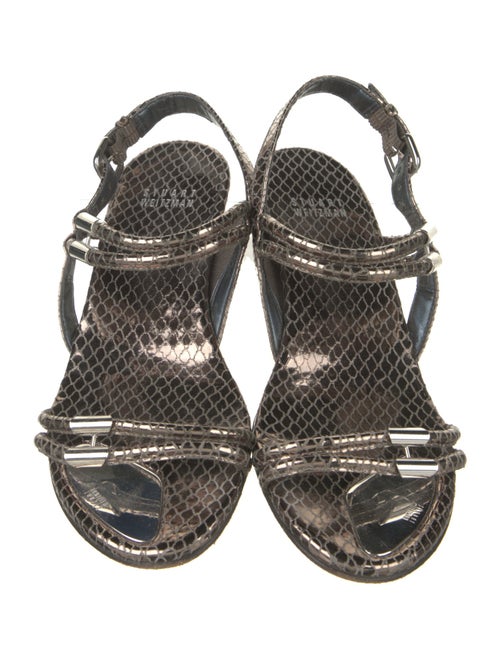 Stuart Weitzman Patent Leather Animal Print Slingback Sandals