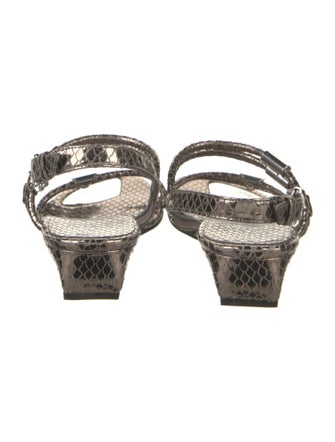 Stuart Weitzman Patent Leather Animal Print Slingback Sandals