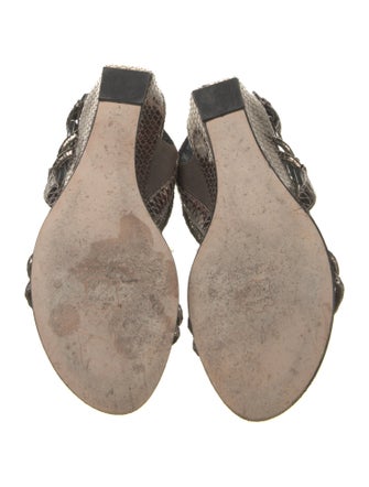 Stuart Weitzman Patent Leather Animal Print Slingback Sandals