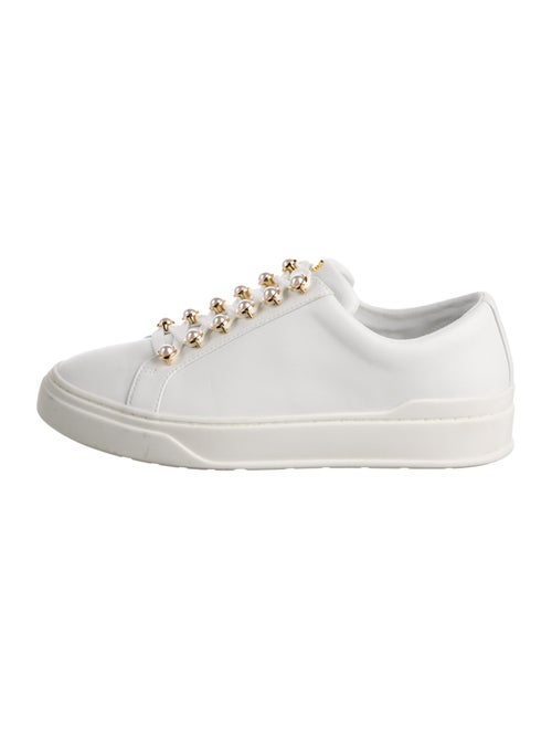 Stuart Weitzman Leather Beaded Accents Sneakers