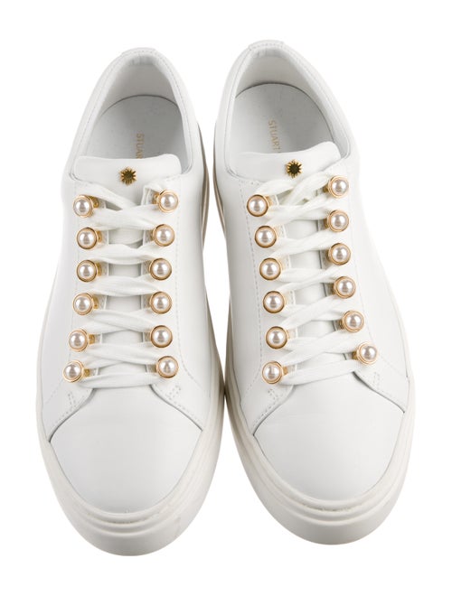 Stuart Weitzman Leather Beaded Accents Sneakers