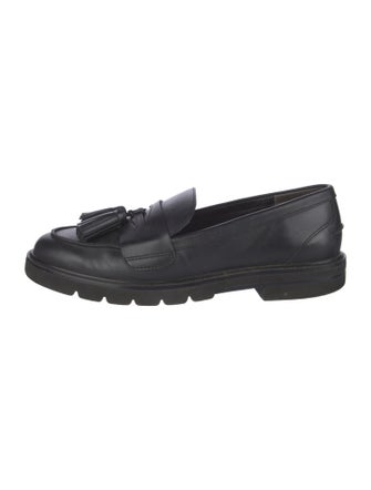 Stuart Weitzman Leather Tassel Accents Loafers
