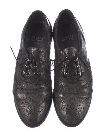 Stuart Weitzman Leather Scalloped Accent Oxfords