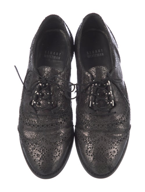 Stuart Weitzman Leather Scalloped Accent Oxfords