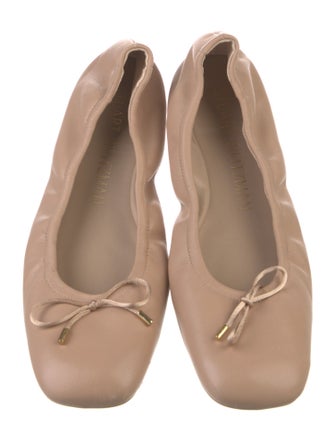 Stuart Weitzman Leather Bow Accents Ballet Flats