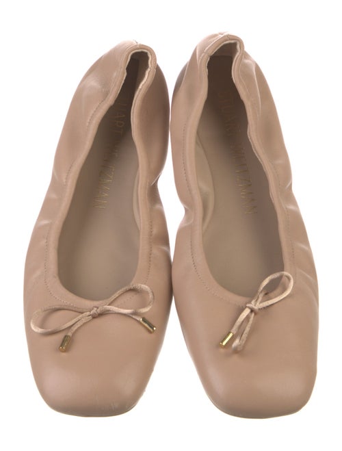 Stuart Weitzman Leather Bow Accents Ballet Flats