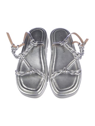 Stuart Weitzman Leather Braided Accents T-Strap Sandals
