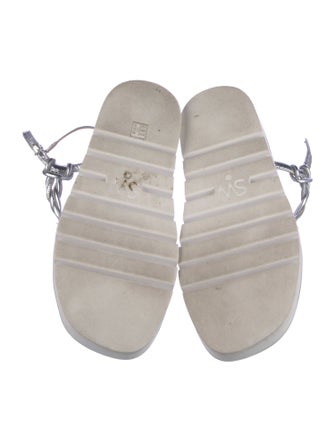 Stuart Weitzman Leather Braided Accents T-Strap Sandals