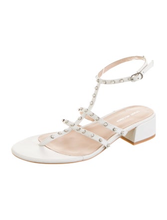 Stuart Weitzman Leather Beaded Accents Gladiator Sandals