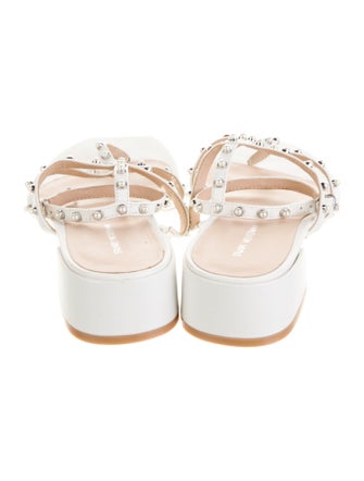 Stuart Weitzman Leather Beaded Accents Gladiator Sandals