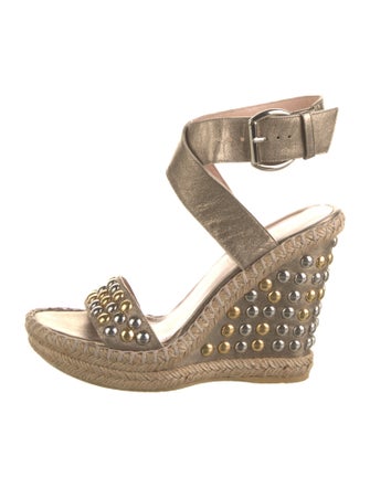 Stuart Weitzman Leather Studded Accents Espadrilles