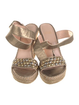 Stuart Weitzman Leather Studded Accents Espadrilles