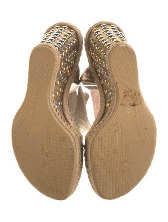 Stuart Weitzman Leather Studded Accents Espadrilles