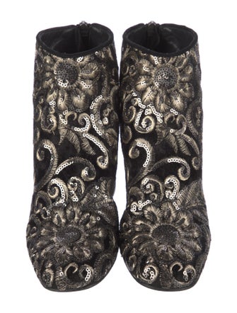 Stuart Weitzman Sequins Floral Print Boots