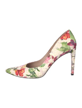 Stuart Weitzman Snakeskin Floral Print Pumps