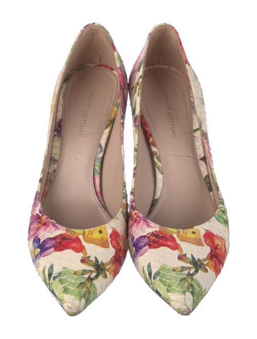 Stuart Weitzman Snakeskin Floral Print Pumps