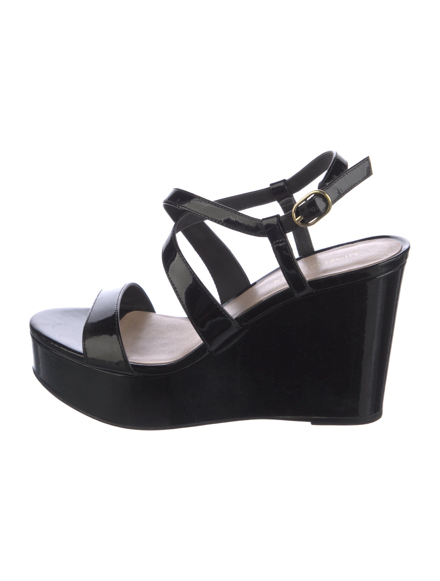 Stuart Weitzman Patent Leather Cutout Accent Sandals