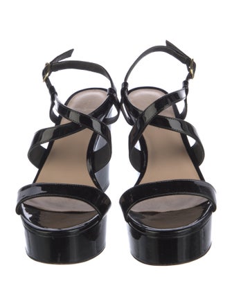 Stuart Weitzman Patent Leather Cutout Accent Sandals