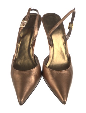 Stuart Weitzman Satin Crystal Embellishments Slingback Pumps