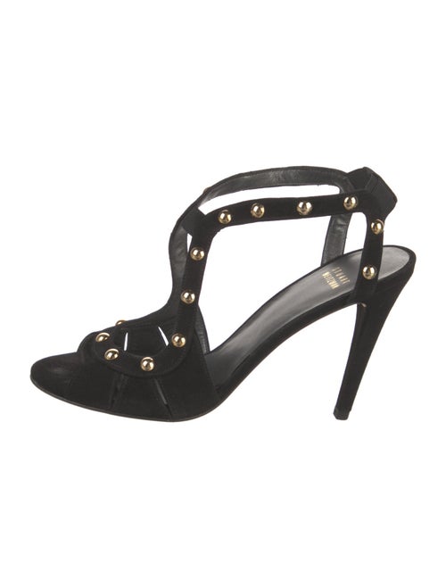 Stuart Weitzman Suede Studded Accents T-Strap Sandals