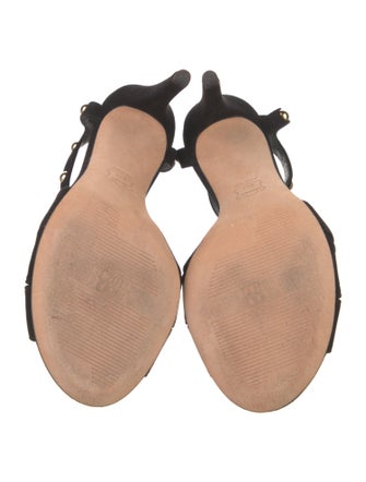 Stuart Weitzman Suede Studded Accents T-Strap Sandals