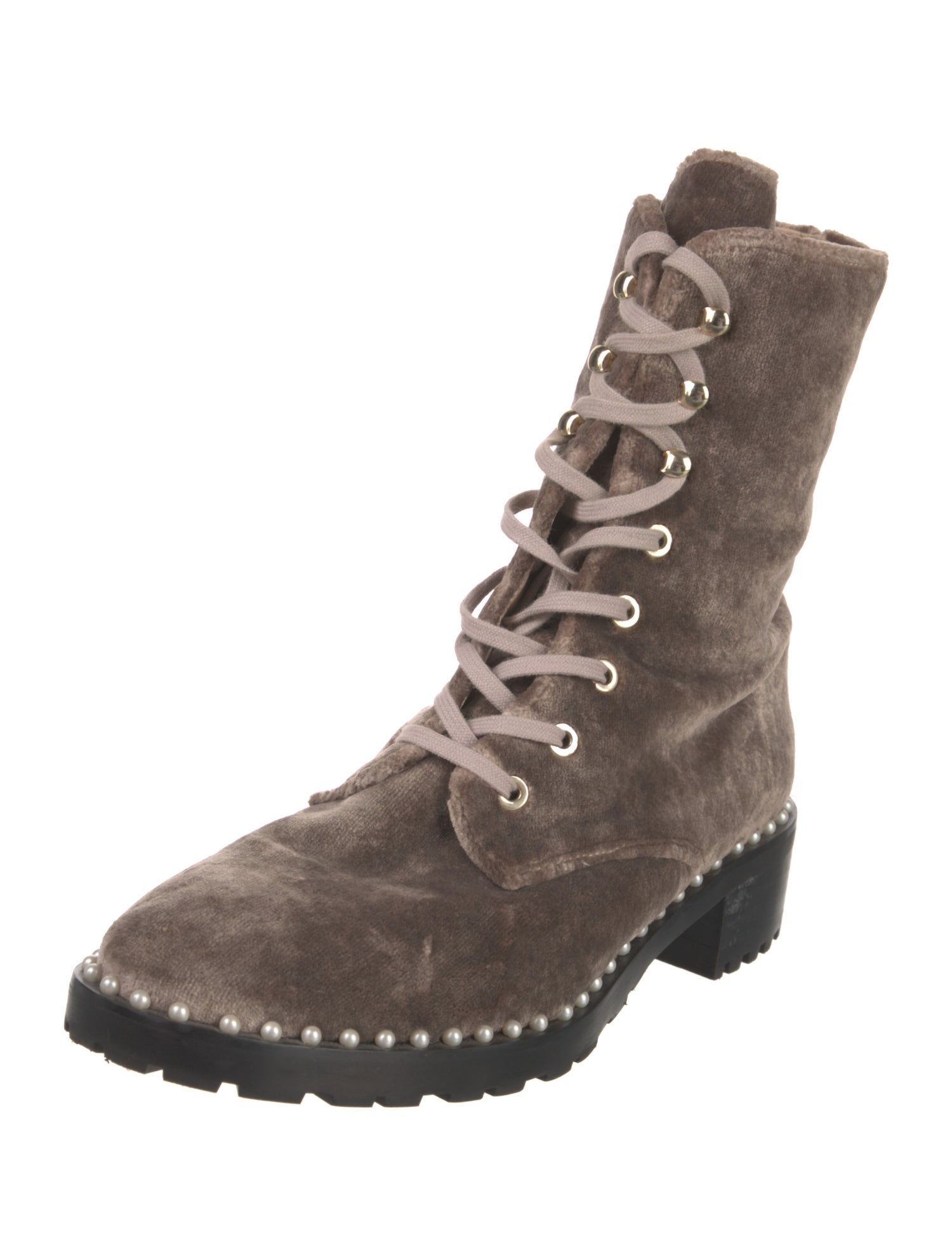 Stuart Weitzman Velvet Combat Boots