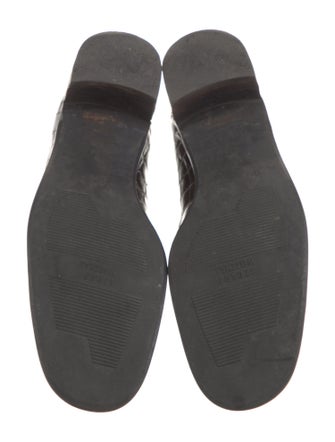 Stuart Weitzman Embossed Leather Tassel Accents Loafers