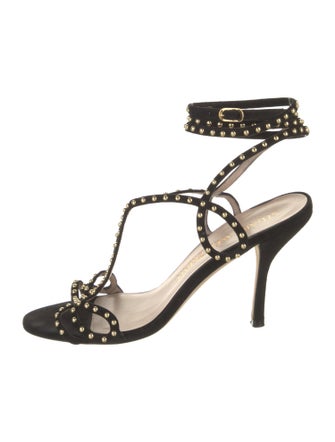 Stuart Weitzman Suede Studded Accents Slingback Sandals