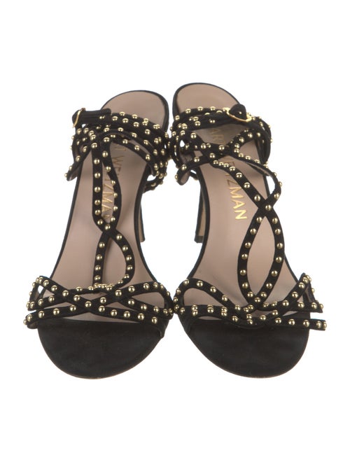 Stuart Weitzman Suede Studded Accents Slingback Sandals