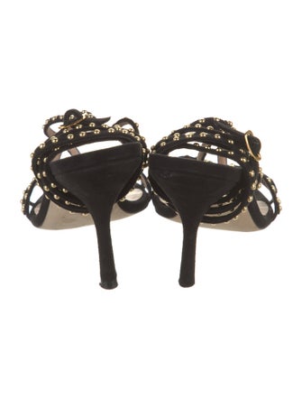 Stuart Weitzman Suede Studded Accents Slingback Sandals