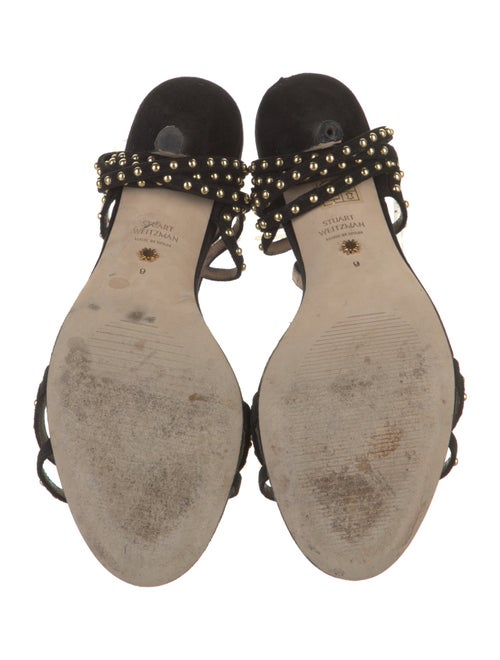 Stuart Weitzman Suede Studded Accents Slingback Sandals