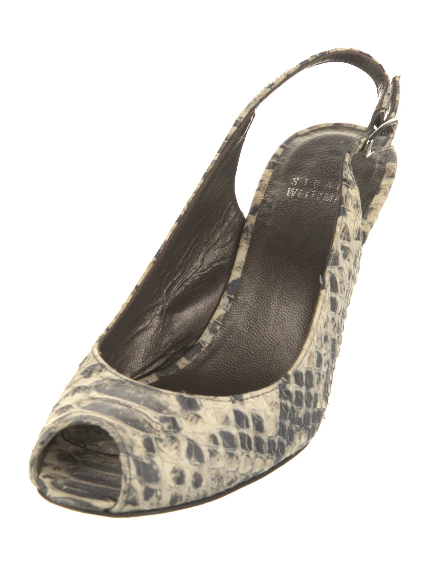 Stuart Weitzman Snakeskin Animal Print Slingback Pumps