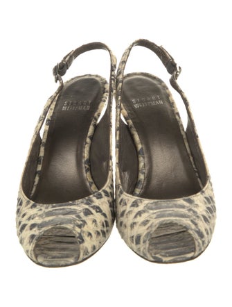 Stuart Weitzman Snakeskin Animal Print Slingback Pumps