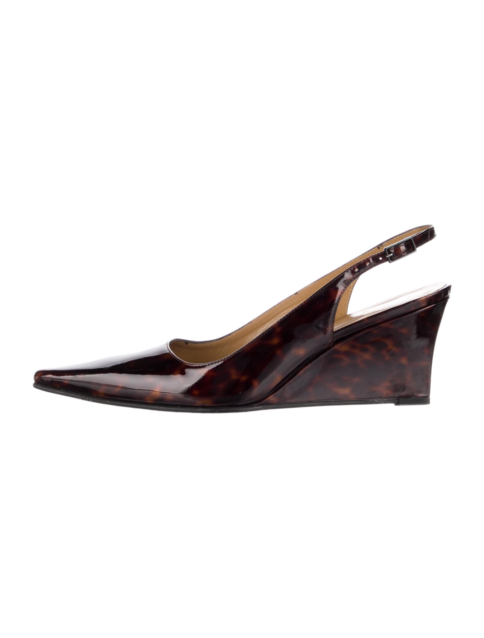 Stuart Weitzman Patent Leather Animal Print Slingback Pumps