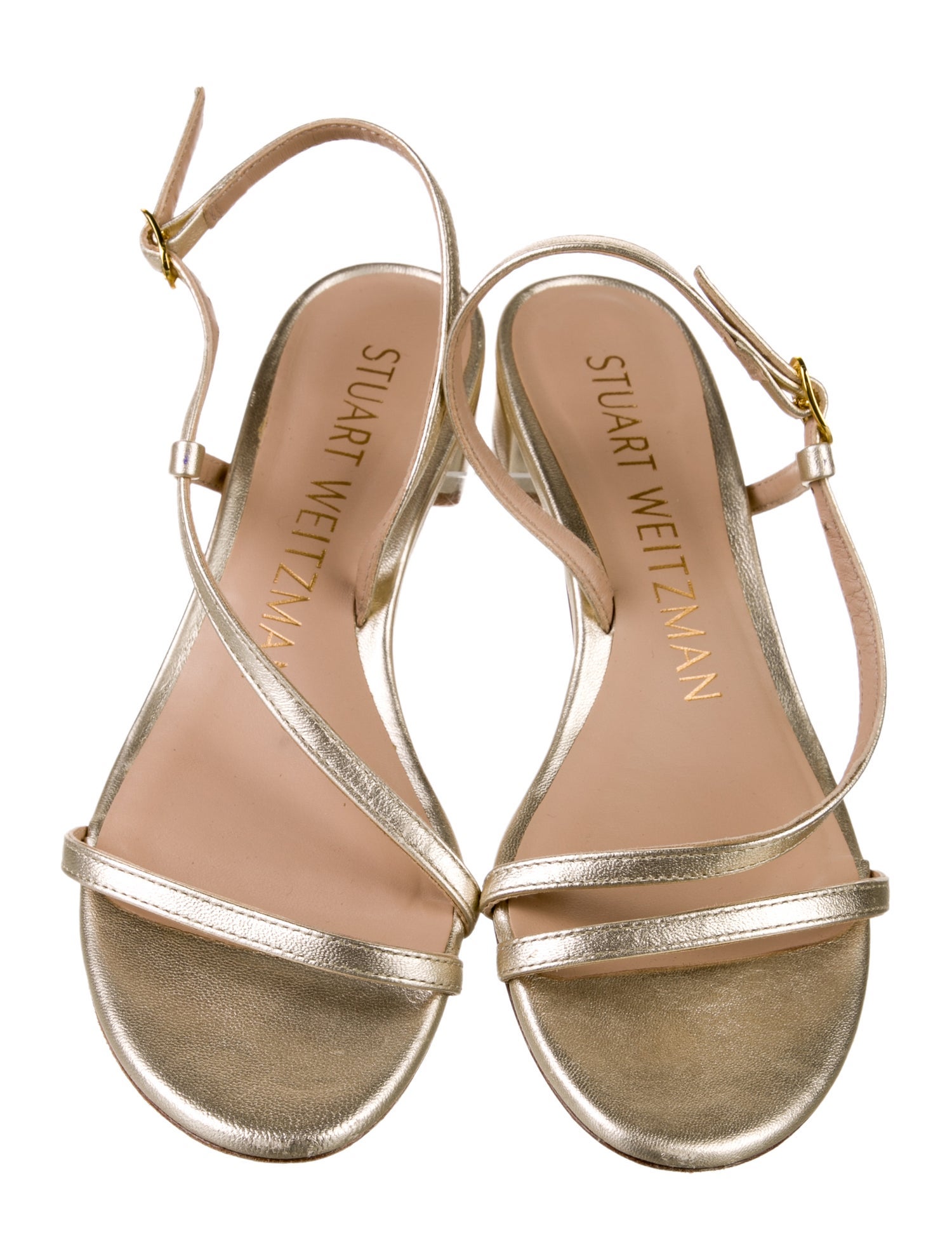 Stuart Weitzman Leather T-Strap Sandals