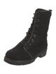 Stuart Weitzman Tweed Leather Trim Embellishment Combat Boots
