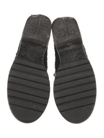 Stuart Weitzman Tweed Leather Trim Embellishment Combat Boots