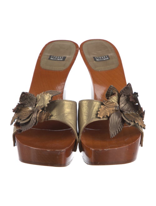 Stuart Weitzman Leather Floral Print Slides