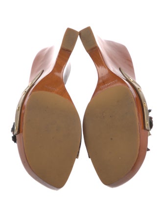 Stuart Weitzman Leather Floral Print Slides