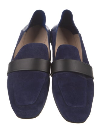 Stuart Weitzman Suede Leather Trim Embellishment Loafers