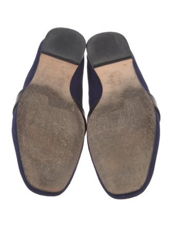 Stuart Weitzman Suede Leather Trim Embellishment Loafers