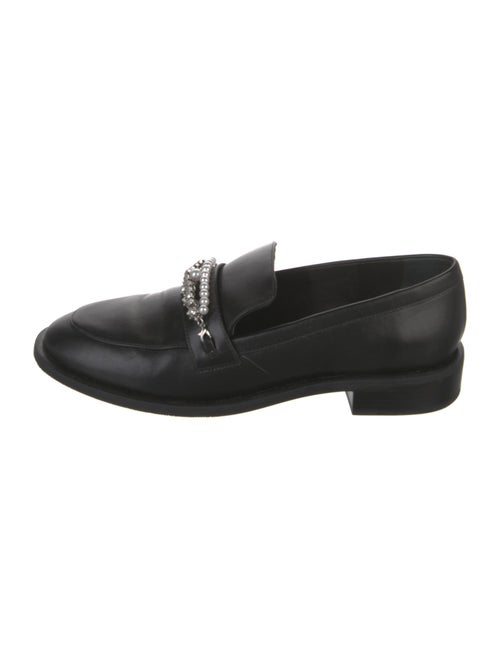 Stuart Weitzman Leather Chain-Link Accents Loafers