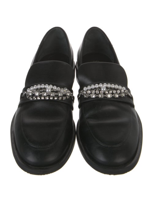 Stuart Weitzman Leather Chain-Link Accents Loafers