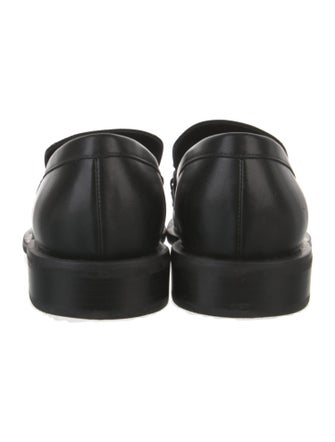 Stuart Weitzman Leather Chain-Link Accents Loafers