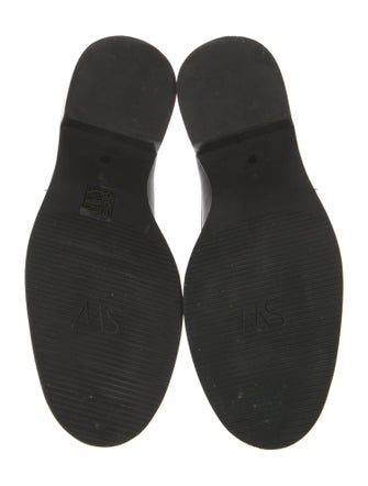 Stuart Weitzman Leather Chain-Link Accents Loafers