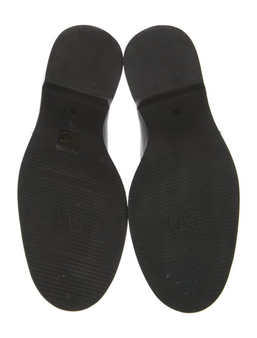 Stuart Weitzman Leather Chain-Link Accents Loafers